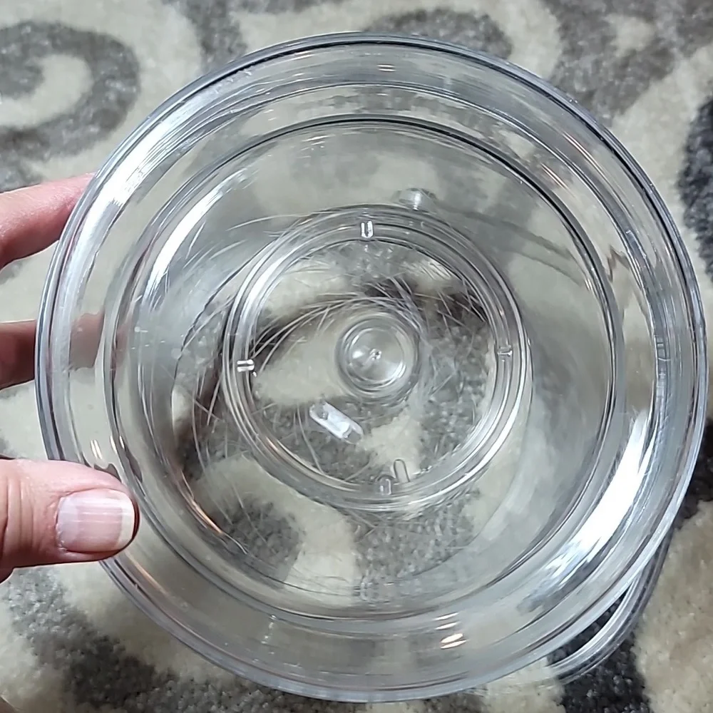 Vintage Ice Bucket with lid and tongs clear lucite chrome bands double wall
